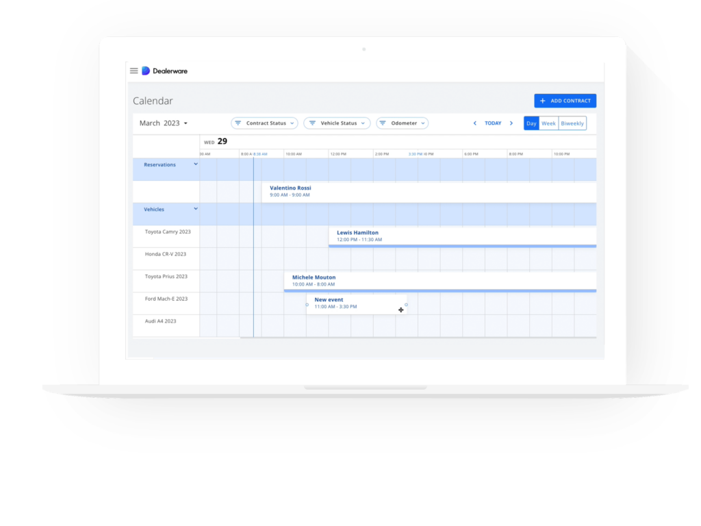 Dealerware New Features: Stylized Reservations Calendar