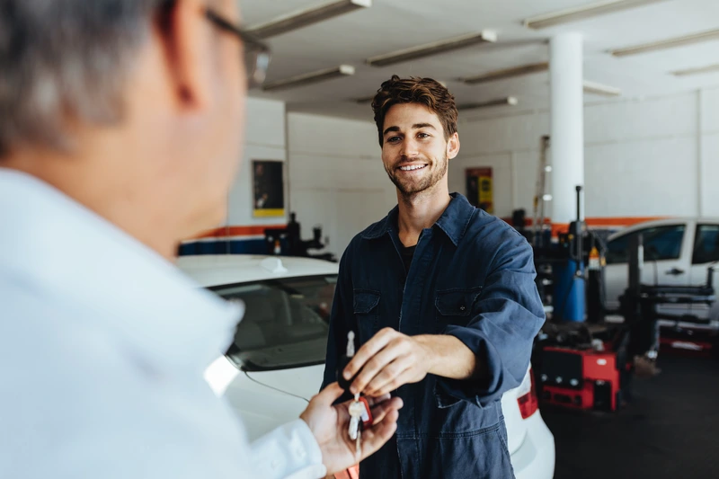 Repair shop customer with a courtesy vehicle
