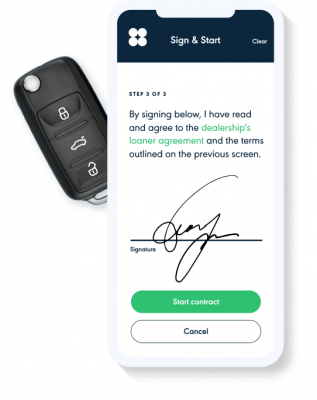 Dealerware allows for mobile contracting and mobile signatures for courtesy loaner programs, rental programs and other fleet use cases.