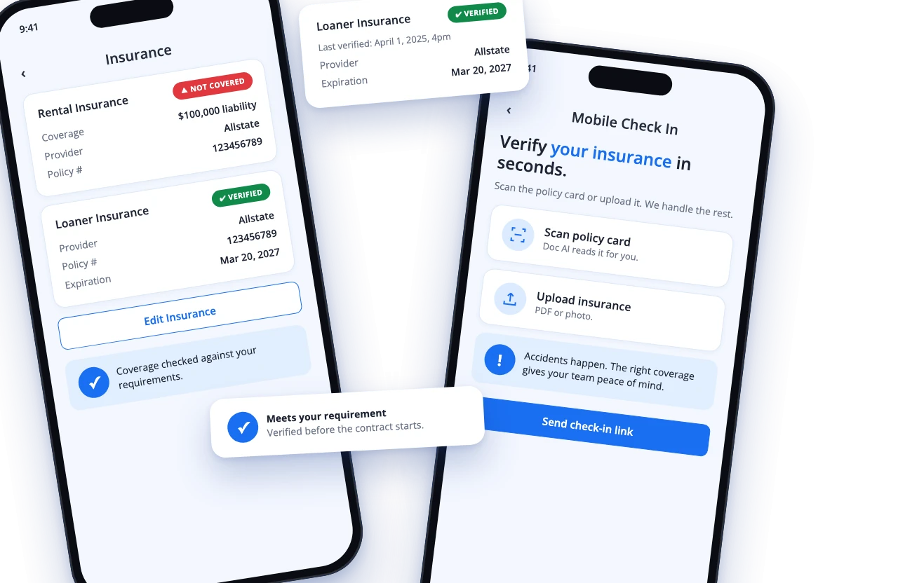 Insurance Verification in the Dealerware app: insurance status and mobile check-in